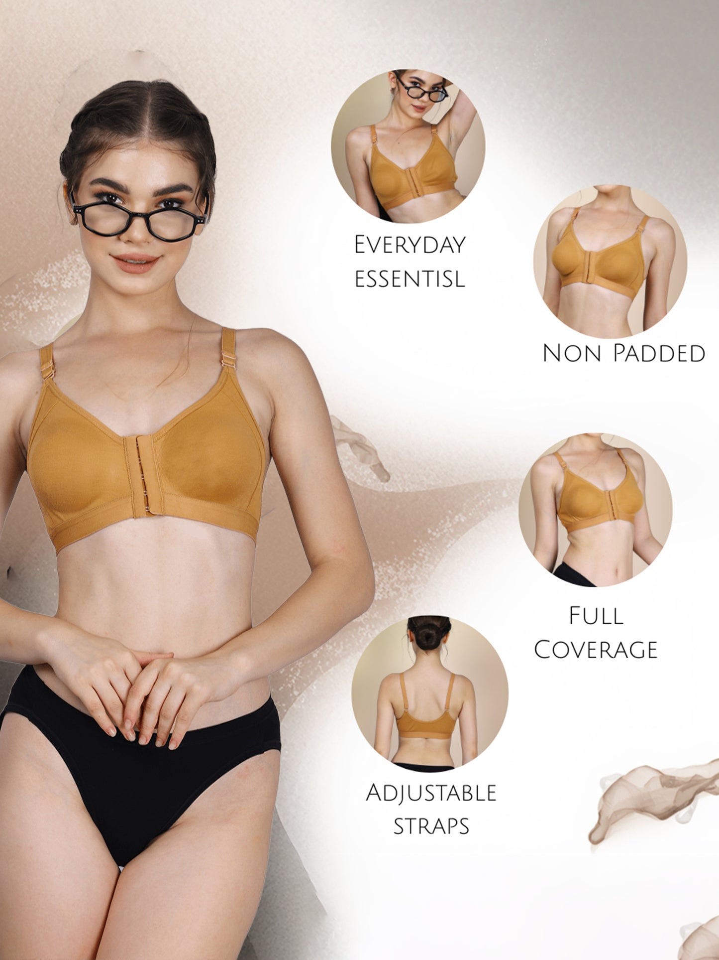 Cotton Front Open Bra for Women Daily Use | Non-Padded | Non-Wired | Sweat Absorbent Seamless Bra | Full Coverage Regular Wear