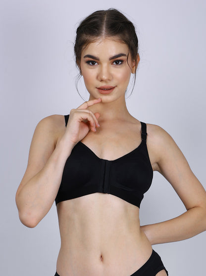 Cotton Front Open Bra for Women Daily Use | Non-Padded | Non-Wired | Sweat Absorbent Seamless Bra | Full Coverage Regular Wear