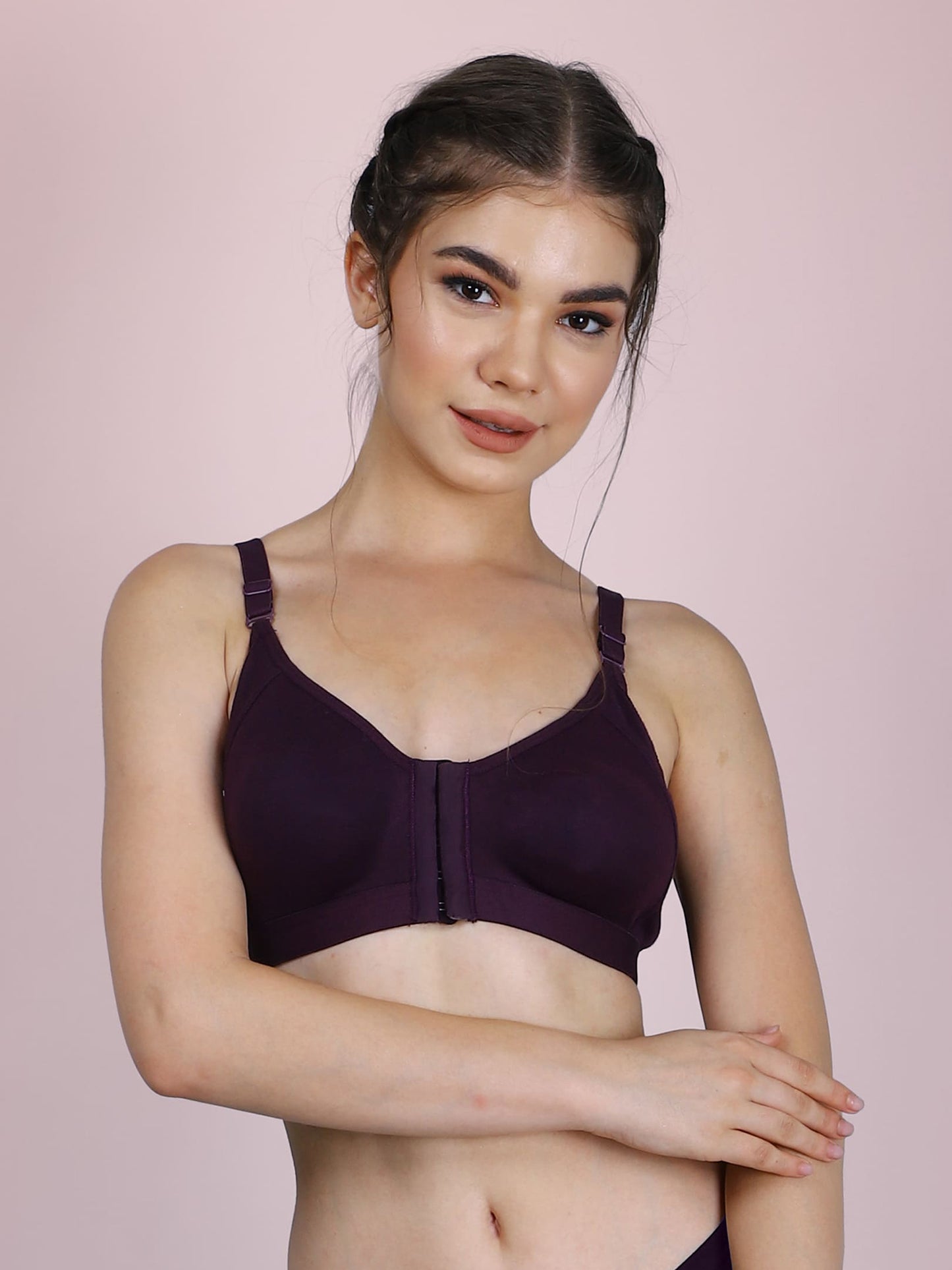 Cotton Front Open Bra for Women Daily Use | Non-Padded | Non-Wired | Sweat Absorbent Seamless Bra | Full Coverage Regular Wear