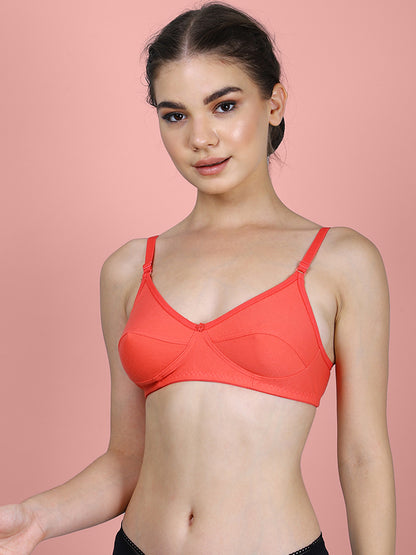 Cotton Bra for Women | Non-Padded Non-Wired | Full Coverage | Adjustable Straps | Back Closure | Adjustable Straps | Daily Wear Comfortable Bra | Pack of 1