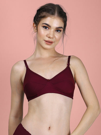 Cotton Bra for Women | Non-Padded Non-Wired | Full Coverage | Adjustable Straps | Back Closure | Adjustable Straps | Daily Wear Comfortable Bra | Pack of 1