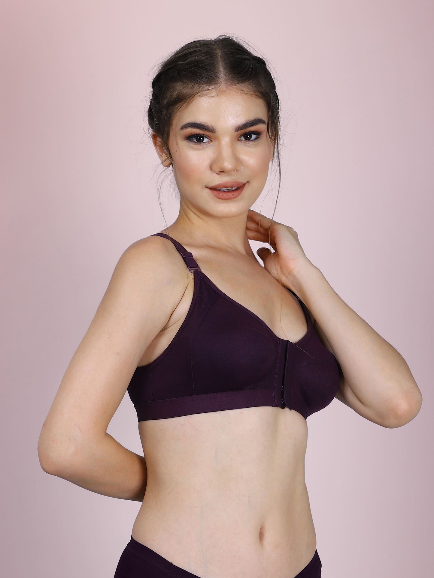 Cotton Front Open Bra for Women Daily Use | Non-Padded | Non-Wired | Sweat Absorbent Seamless Bra | Full Coverage Regular Wear