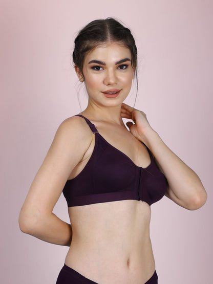 Cotton Front Open Bra for Women Daily Use | Non-Padded | Non-Wired | Sweat Absorbent Seamless Bra | Full Coverage Regular Wear