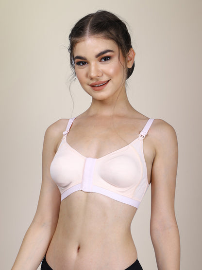 Cotton Front Open Bra for Women Daily Use | Non-Padded | Non-Wired | Sweat Absorbent Seamless Bra | Full Coverage Regular Wear