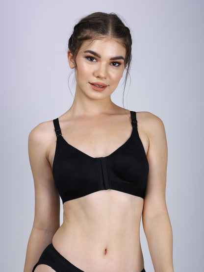 Cotton Front Open Bra for Women Daily Use | Non-Padded | Non-Wired | Sweat Absorbent Seamless Bra | Full Coverage Regular Wear