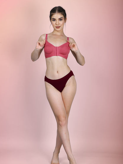 Cotton Front Open Bra for Women Daily Use | Non-Padded | Non-Wired | Sweat Absorbent Seamless Bra | Full Coverage Regular Wear