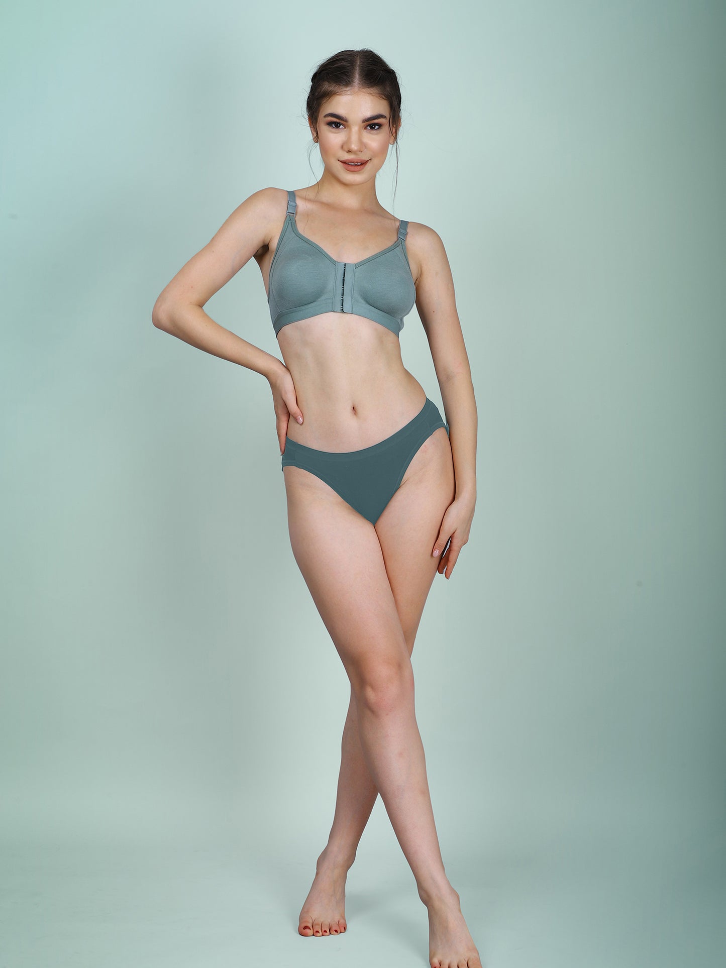 Cotton Front Open Bra for Women Daily Use | Non-Padded | Non-Wired | Sweat Absorbent Seamless Bra | Full Coverage Regular Wear