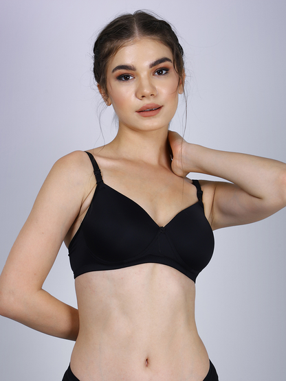 Thread Sutra Women's Nylon Seamless T-Shirt Bra - Lightly Padded, Wirefree & Full Coverage