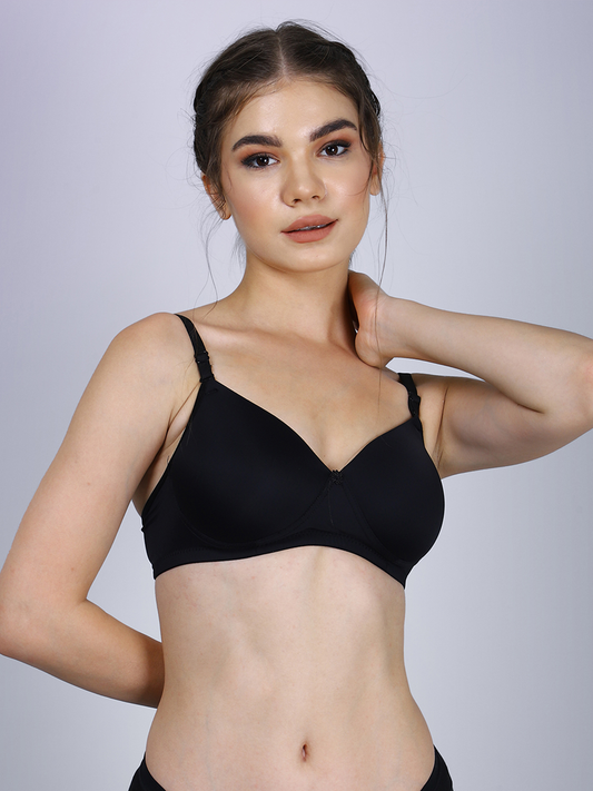 Thread Sutra Women's Nylon Seamless T-Shirt Bra - Lightly Padded, Wirefree & Full Coverage
