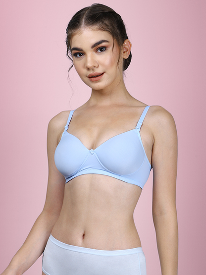Thread Sutra Women's Nylon Seamless T-Shirt Bra - Lightly Padded, Wirefree & Full Coverage