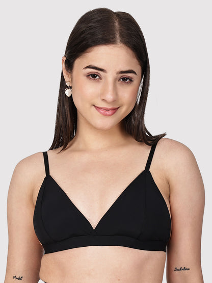 Solid Wireless Adjustable Polyamide Triangle Bra