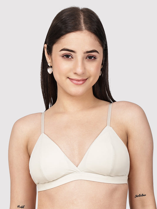 THREAD SUTRA Solid Wireless Adjustable Polyamide Triangle Bra