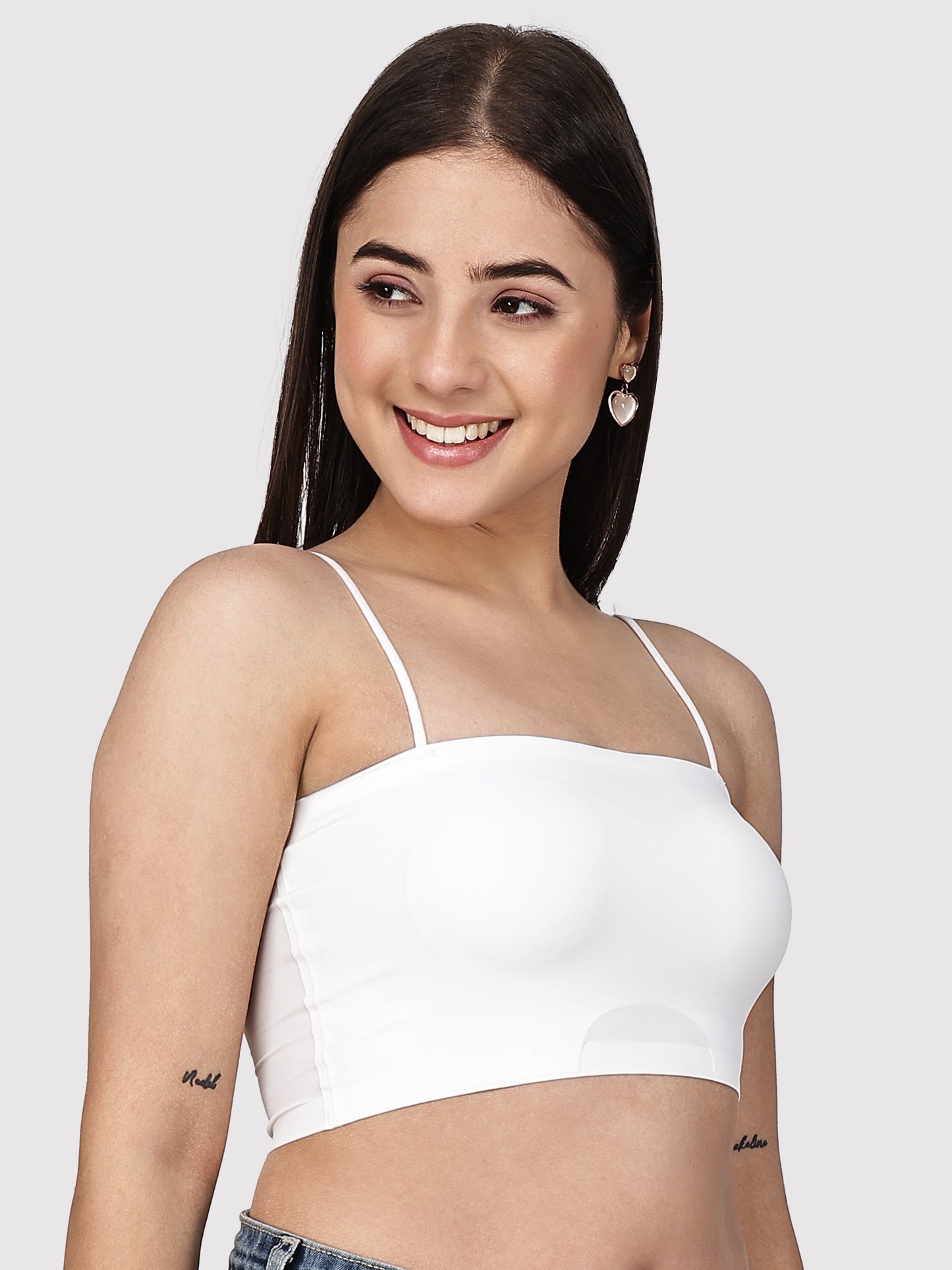 Padded Tube Bra with Thin Straps