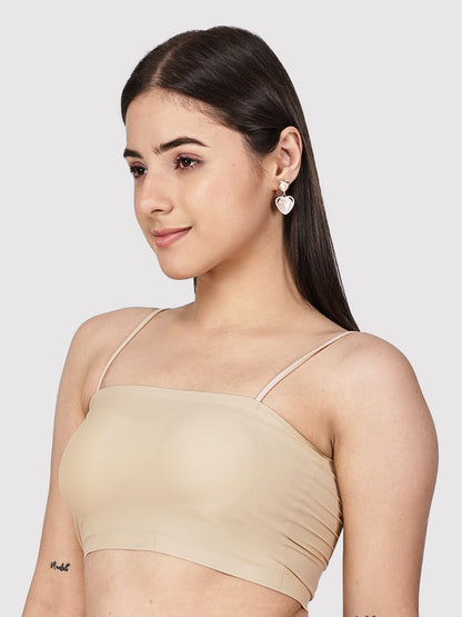 Padded Tube Bra with Thin Straps