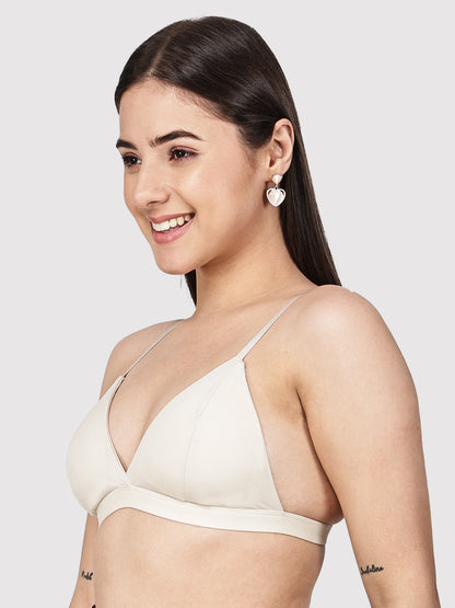 Solid Wireless Adjustable Polyamide Triangle Bra