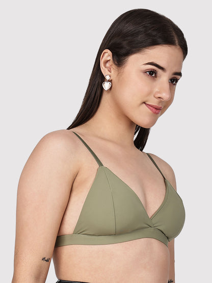 Solid Wireless Adjustable Polyamide Triangle Bra