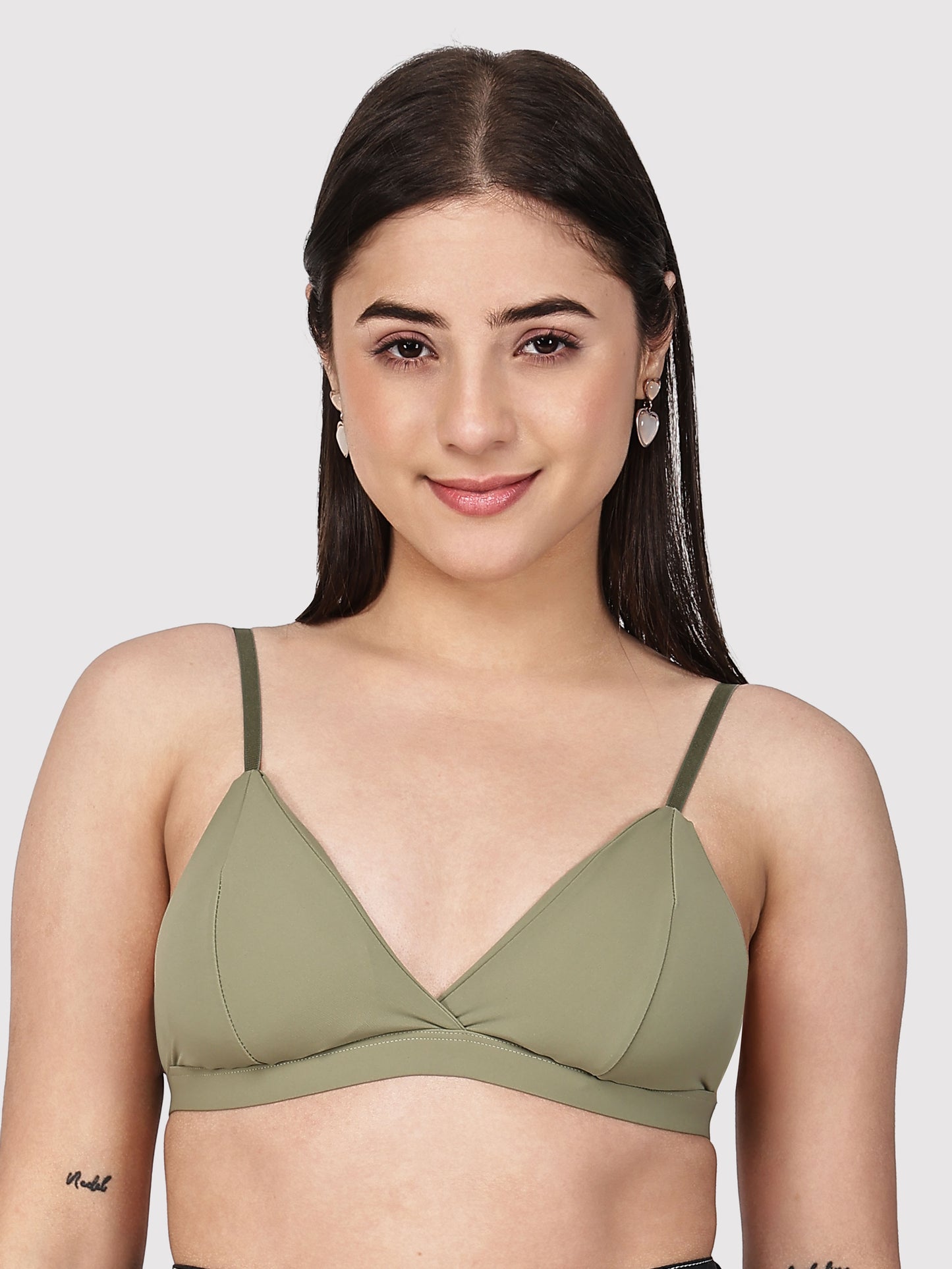 Solid Wireless Adjustable Polyamide Triangle Bra