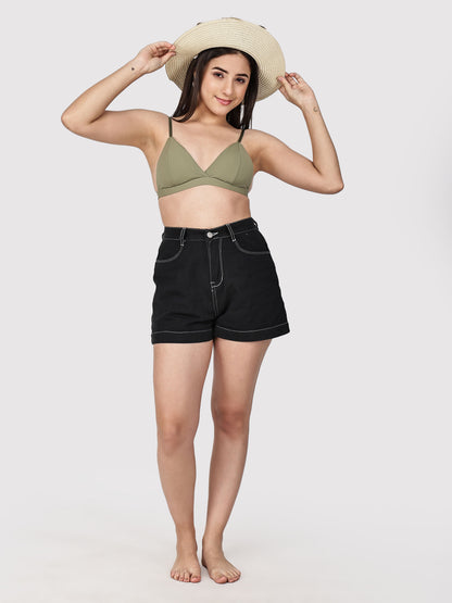 Solid Wireless Adjustable Polyamide Triangle Bra