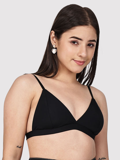 Solid Wireless Adjustable Polyamide Triangle Bra