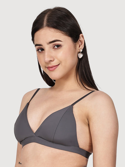 Solid Wireless Adjustable Polyamide Triangle Bra