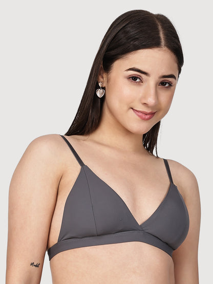 Solid Wireless Adjustable Polyamide Triangle Bra