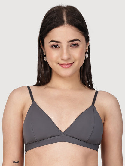 Solid Wireless Adjustable Polyamide Triangle Bra