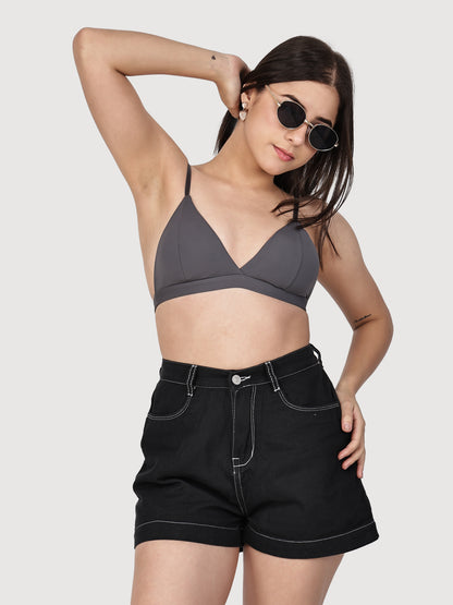Solid Wireless Adjustable Polyamide Triangle Bra