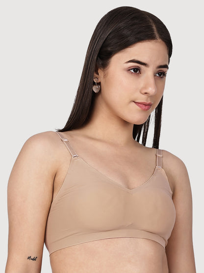 Non-Wired Padded Seamless Bonded Full Coverage T-Shirt Bra In