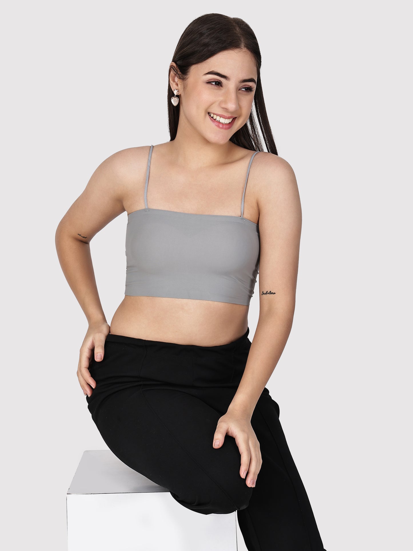 Padded Tube Bra with Thin Straps
