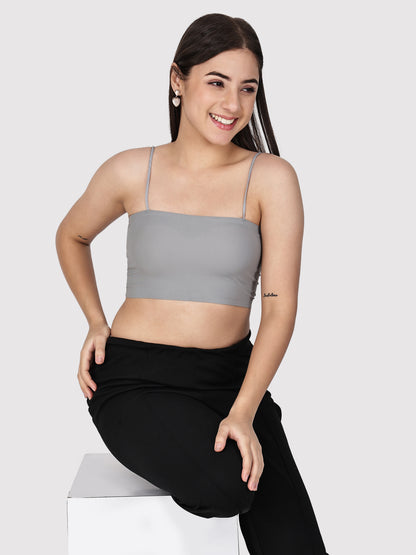 Padded Tube Bra with Thin Straps