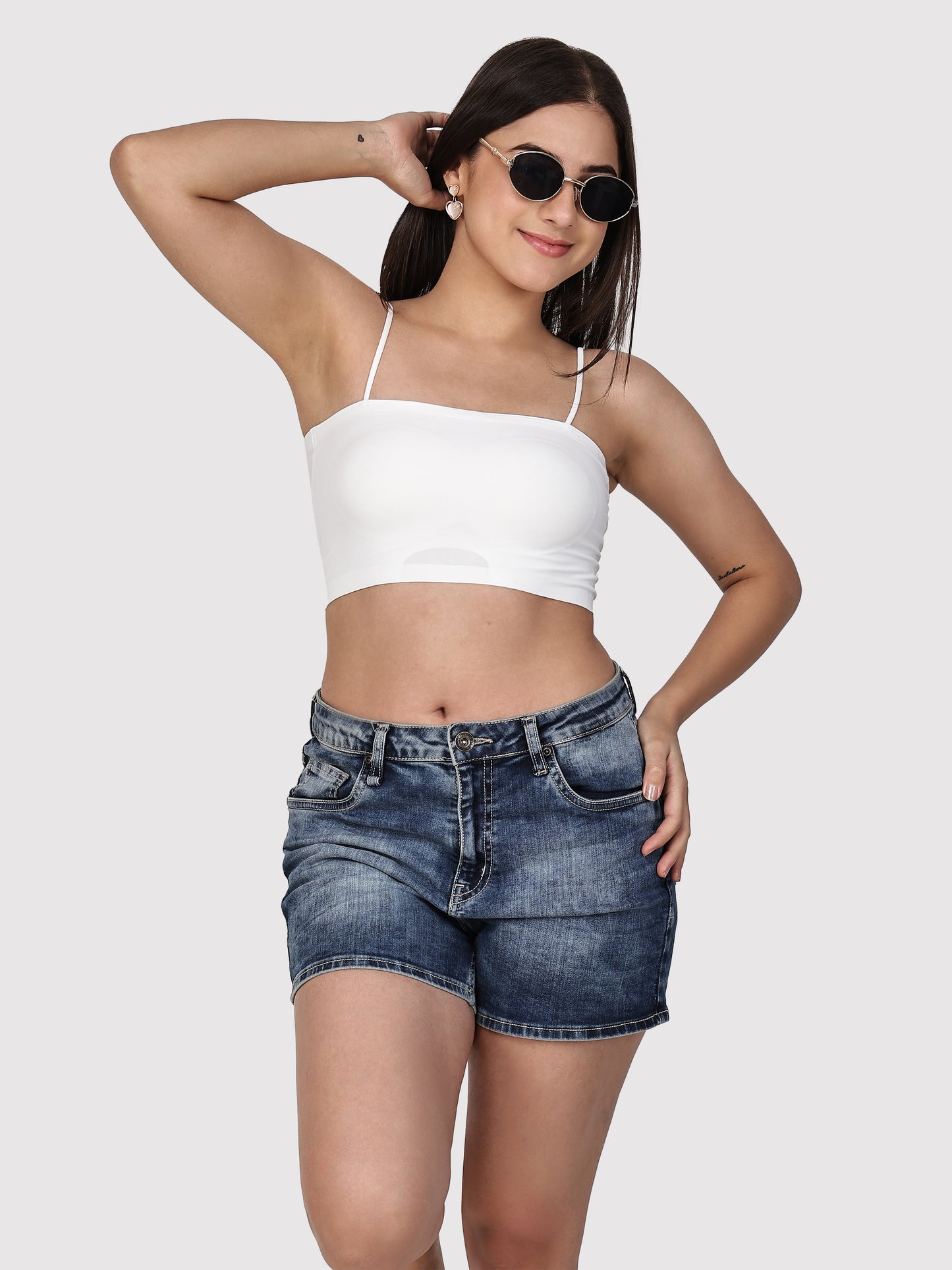 Padded Tube Bra with Thin Straps
