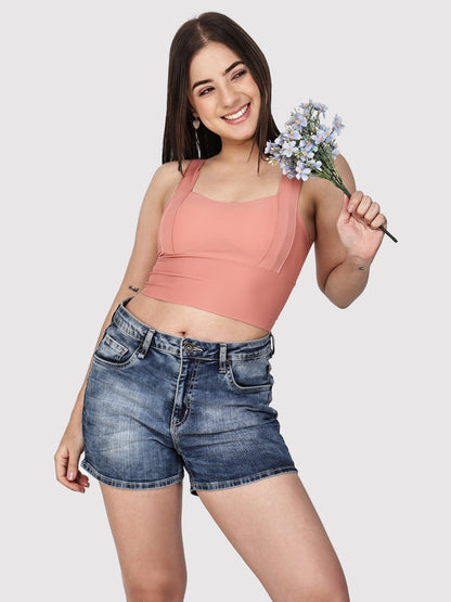 Seamless Longline Bralette – Powder Blue