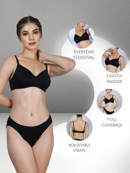 Thread Sutra Women's Nylon Seamless T-Shirt Bra - Lightly Padded, Wirefree & Full Coverage