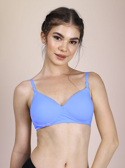 Thread Sutra Women's Nylon Seamless T-Shirt Bra - Lightly Padded, Wirefree & Full Coverage