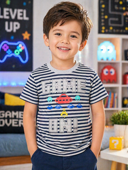 Game On Striped Kids Tee
