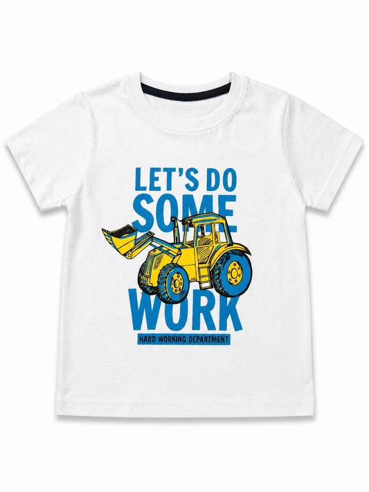 Let's Do Some Work White Kids Tee