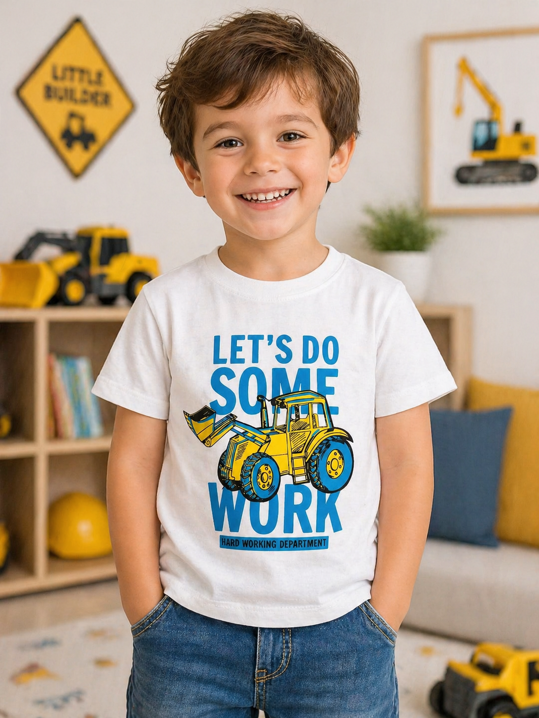 Let's Do Some Work White Kids Tee