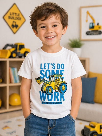 Let's Do Some Work White Kids Tee
