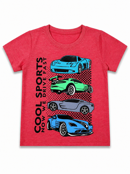 Red 4 Car Kids Tee