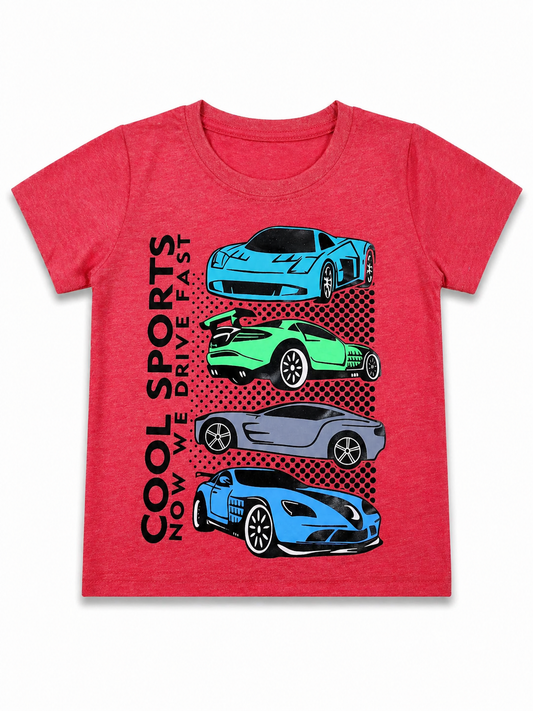 Red 4 Car Kids Tee
