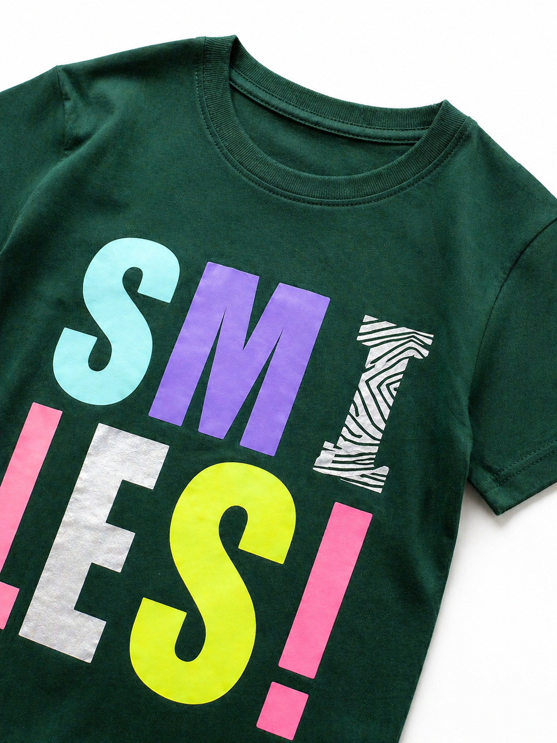 Green Smiles Words Kids Tee