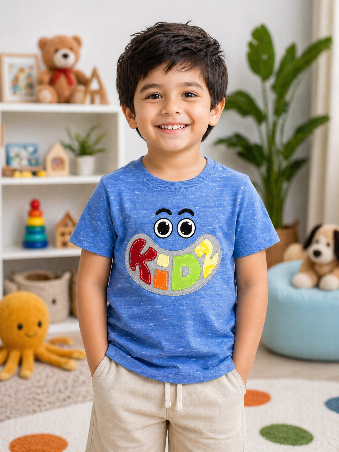 Kidz Printed Sky Blue Kids Tee
