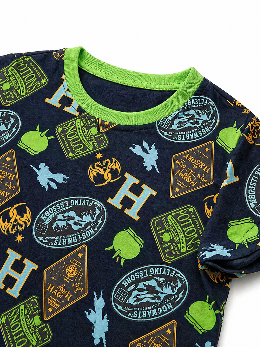 Green  Harry Potter Themed Design Kids Tee