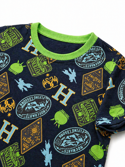 Green  Harry Potter Themed Design Kids Tee