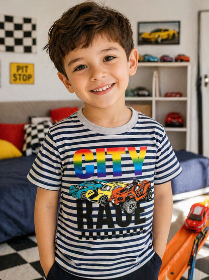 City Race Cars Print Kids Tee