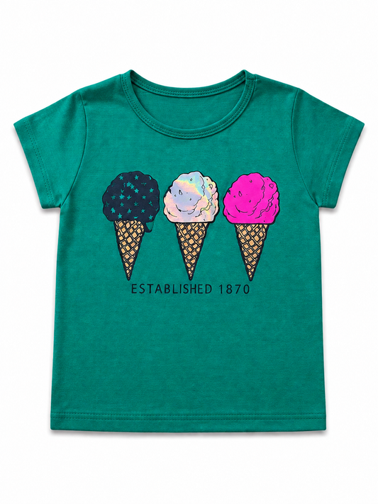 Green Ice Cream Kids Tee