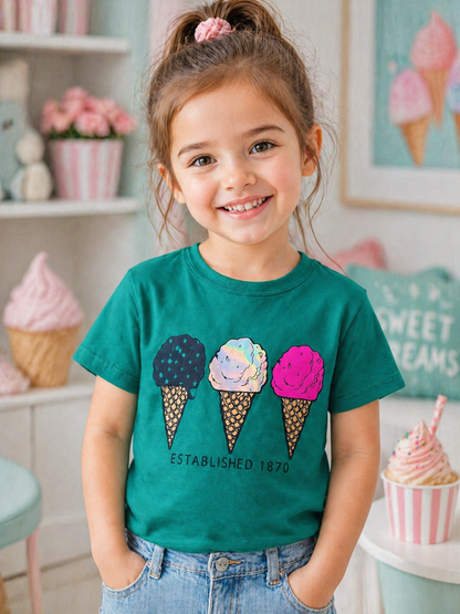 Green Ice Cream Kids Tee