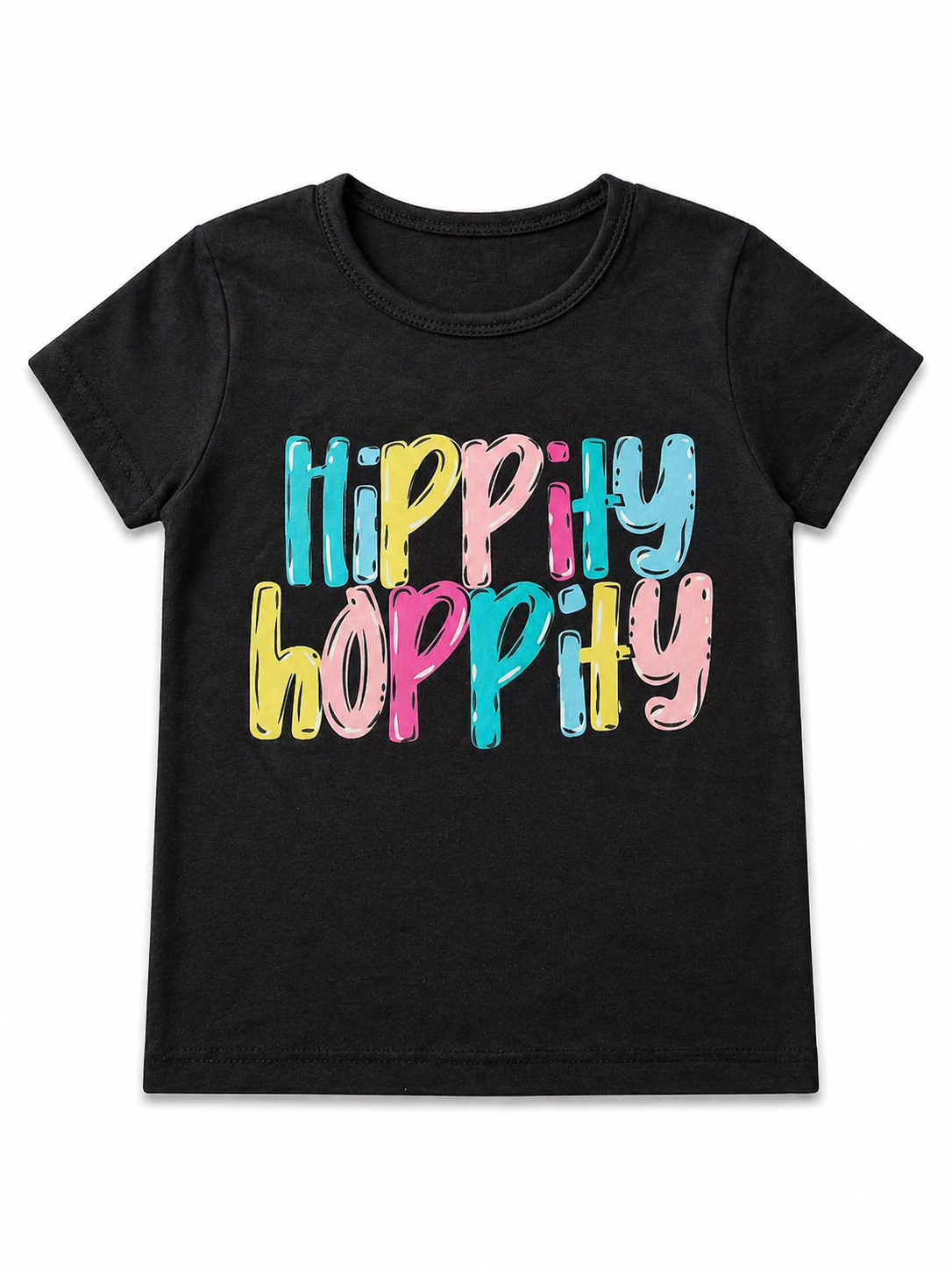 Black Printed Hippity Hopitty Kids Tee