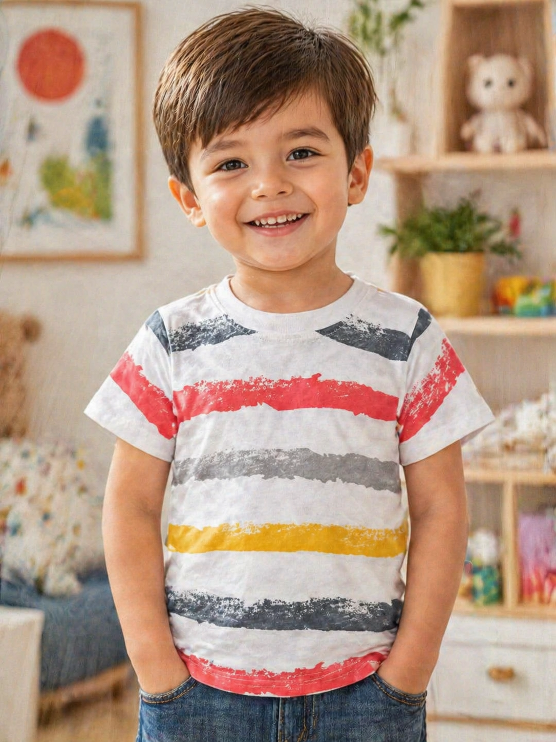 Colorful Striped Design Kids Tee