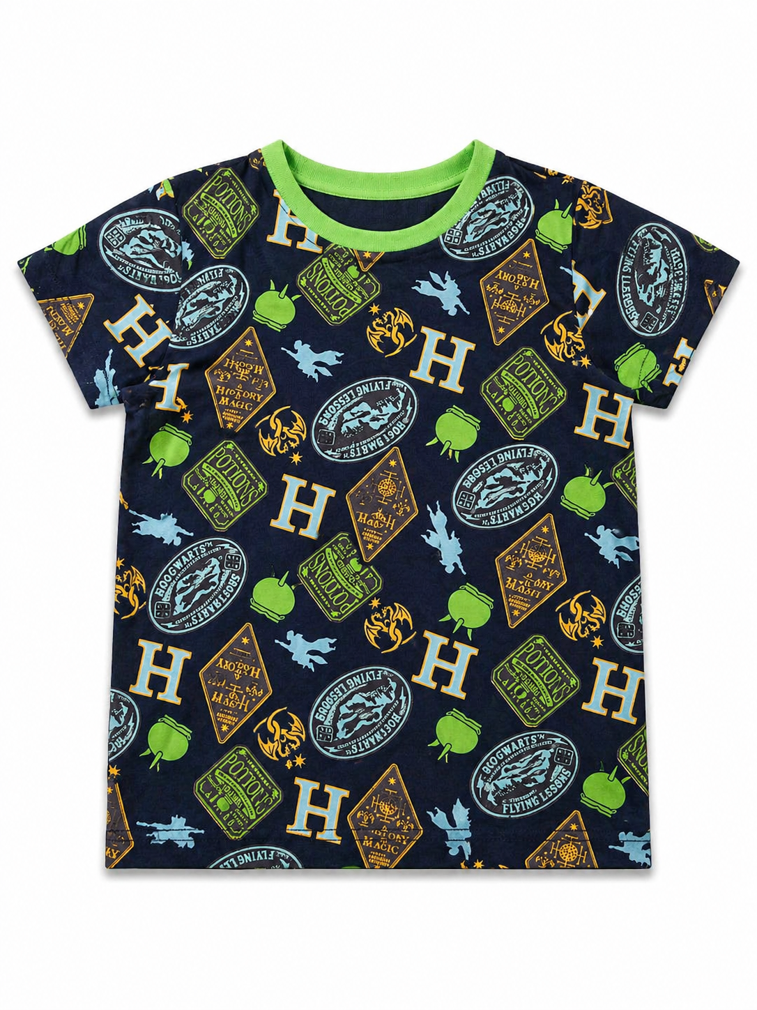 Green  Harry Potter Themed Design Kids Tee
